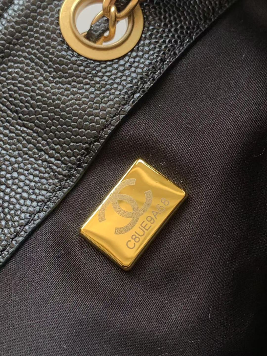 Designer CC 25 Small Handbag Grained Calfskin & Gold-Tone Metal Bag Inspired