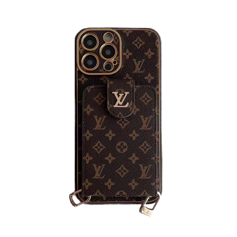 Designer Advanced leather iPhone Case With Card Wallet And Strap Inspired