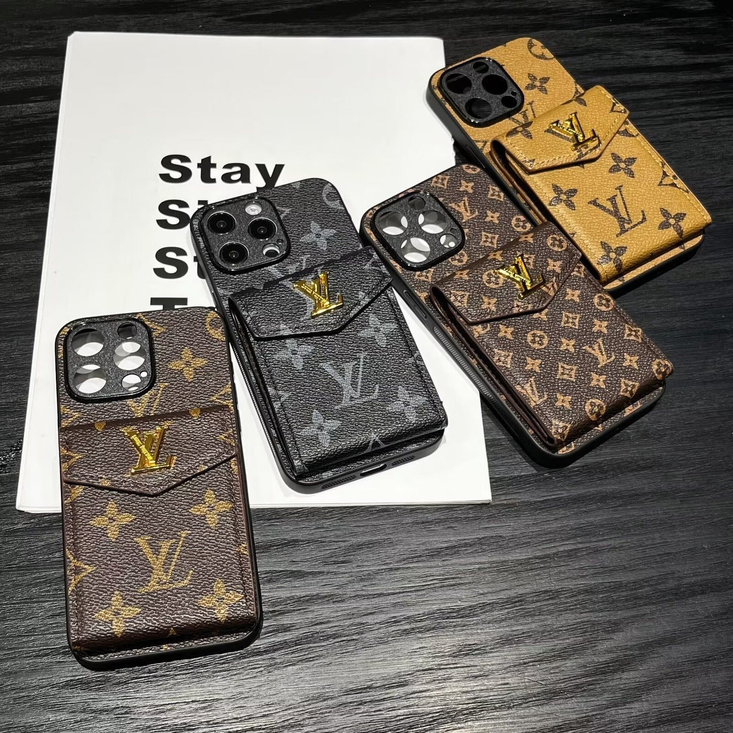Luxury LV Card Holder Canvas Leather Apple iPhone Case