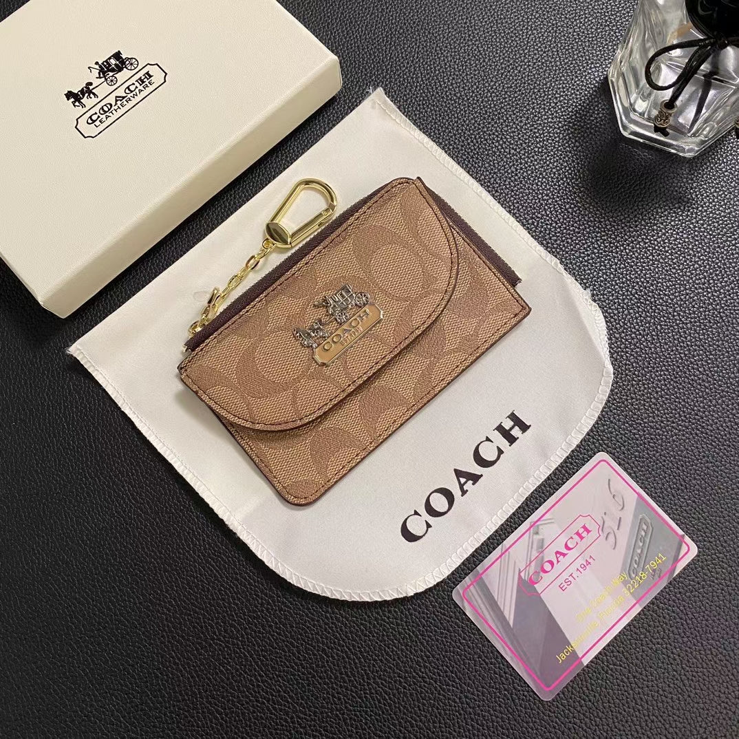 Designer Coach Wallet ID Card Holder Zipper Cover