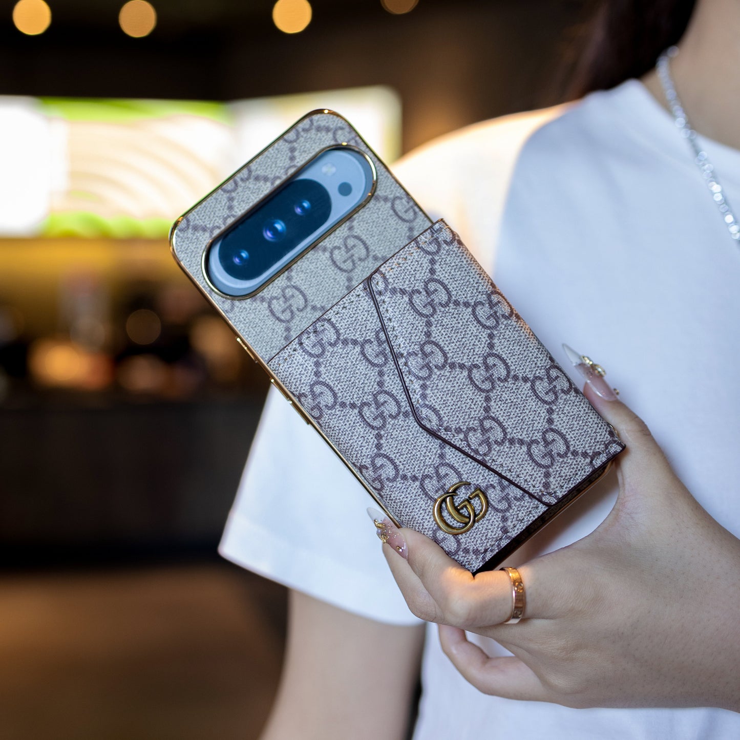 Luxury Louis Vuitton Google Pixel phone case With Card Holder & Strap