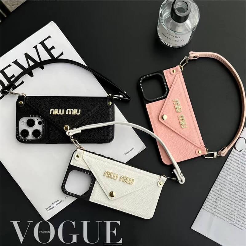 Leather wrist strap Miu Miu Apple iPhone Case