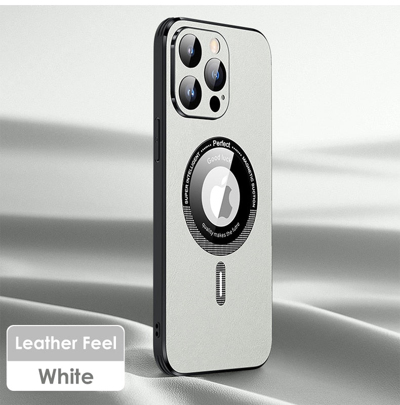 Luxury Leather Phone Case With Lens Film Protection For iPhond 14 13 12