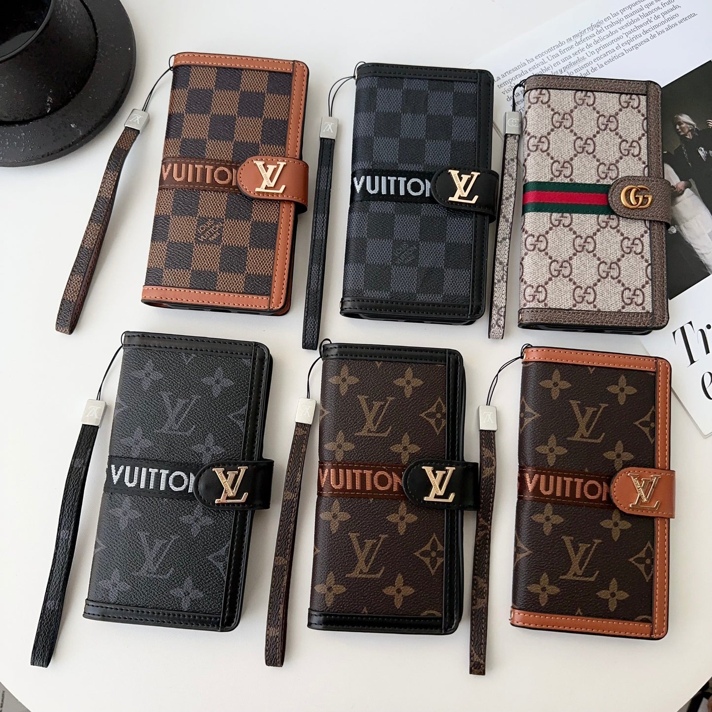 Leather Monogram LV Wallet Card Holder iPhone Case