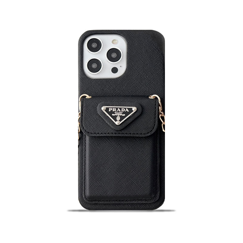 Lux leather Prada iPhone case With Card Holder