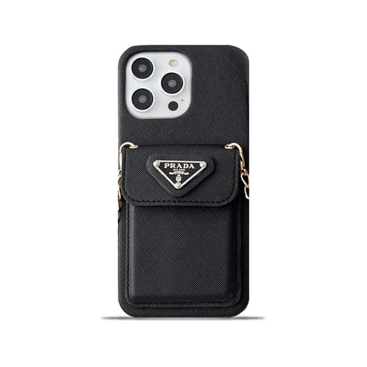 Lux leather Prada iPhone case With Card Holder