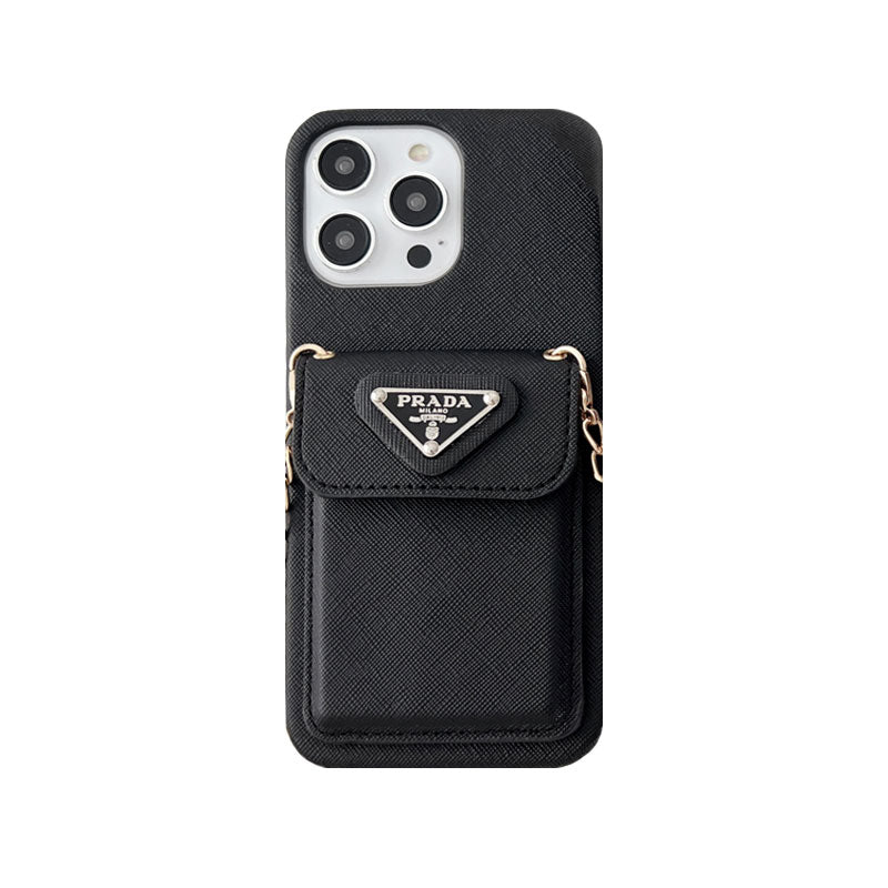 Lux leather Prada iPhone case With Card Holder