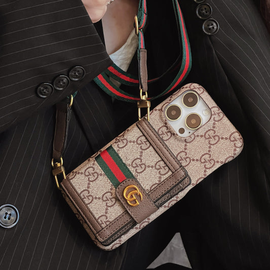Ophidia Leather GG Wallet Crossbody iPhone Case