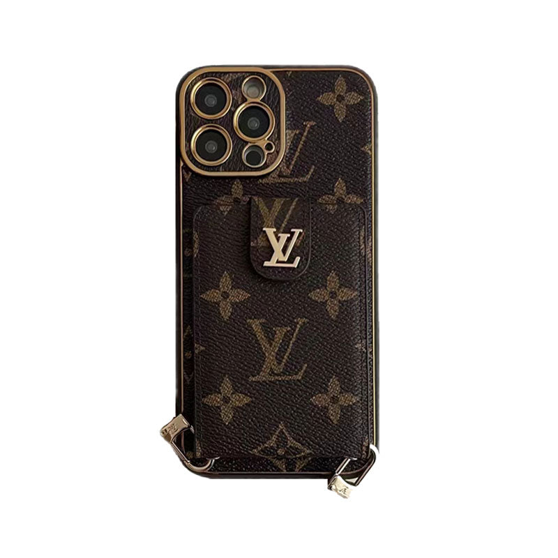Designer Advanced leather iPhone Case With Card Wallet And Strap Inspired
