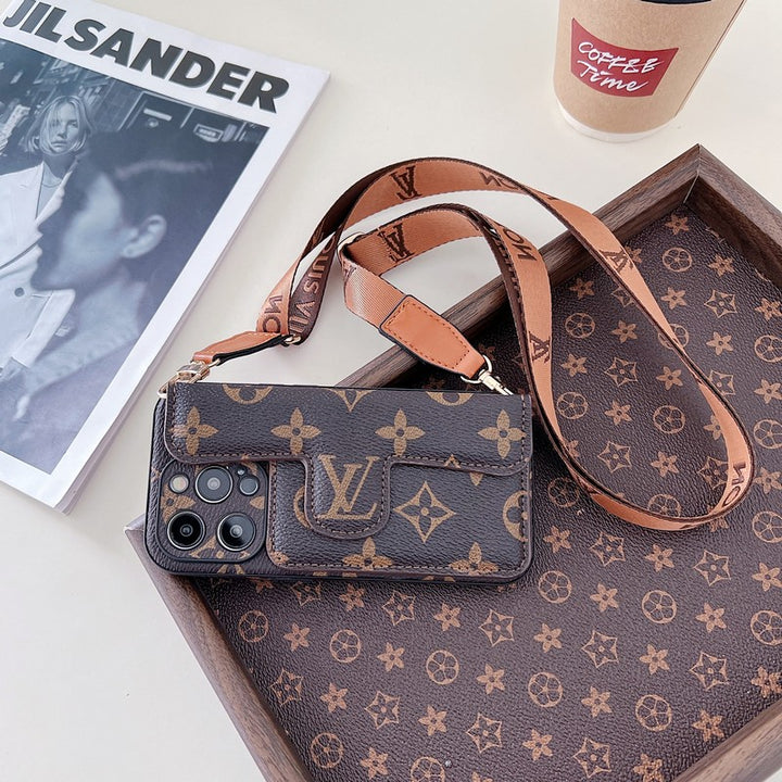 Luxury LV Card Holder Crossbody iPhone Case