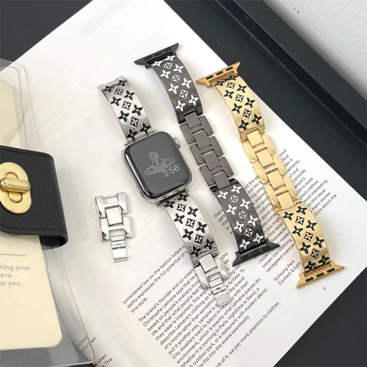 Designer EMBOSSED METAL APPLE WATCH STRAP Inspired