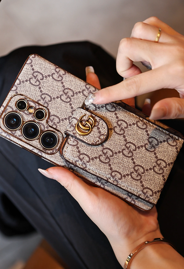 Designer Advanced Leather Samsung Phone Case with Wallet and Strap. Inspired