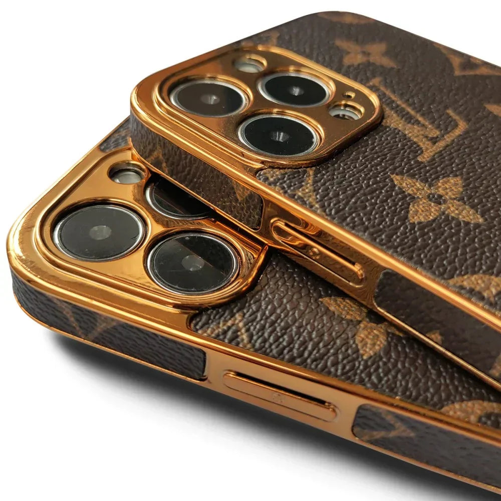 LUXURY LV IPHONE CASE WITH GOLDEN BORDER