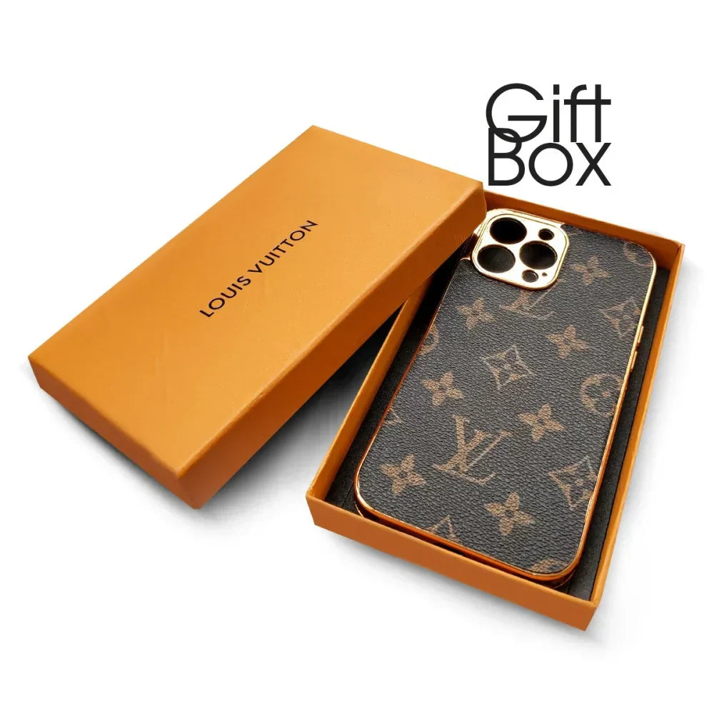 LUXURY LV IPHONE CASE WITH GOLDEN BORDER