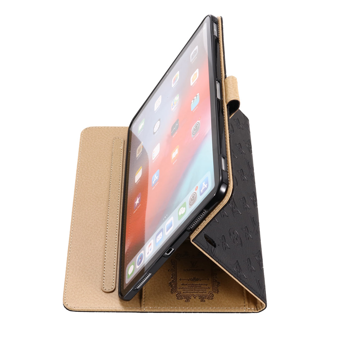 Designer 3D Embossed Canvas Monogram Holster Apple iPad Flip Cover With Stand Function Inspired