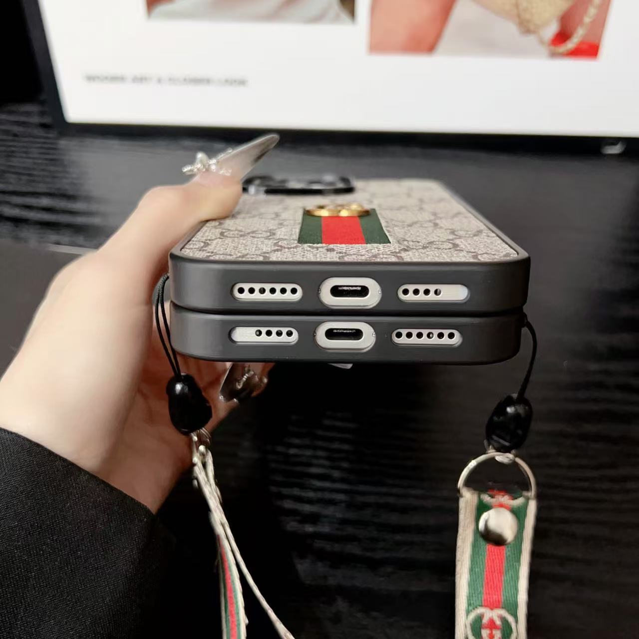 Luxury Gucci IPhone Case With Hand Strap
