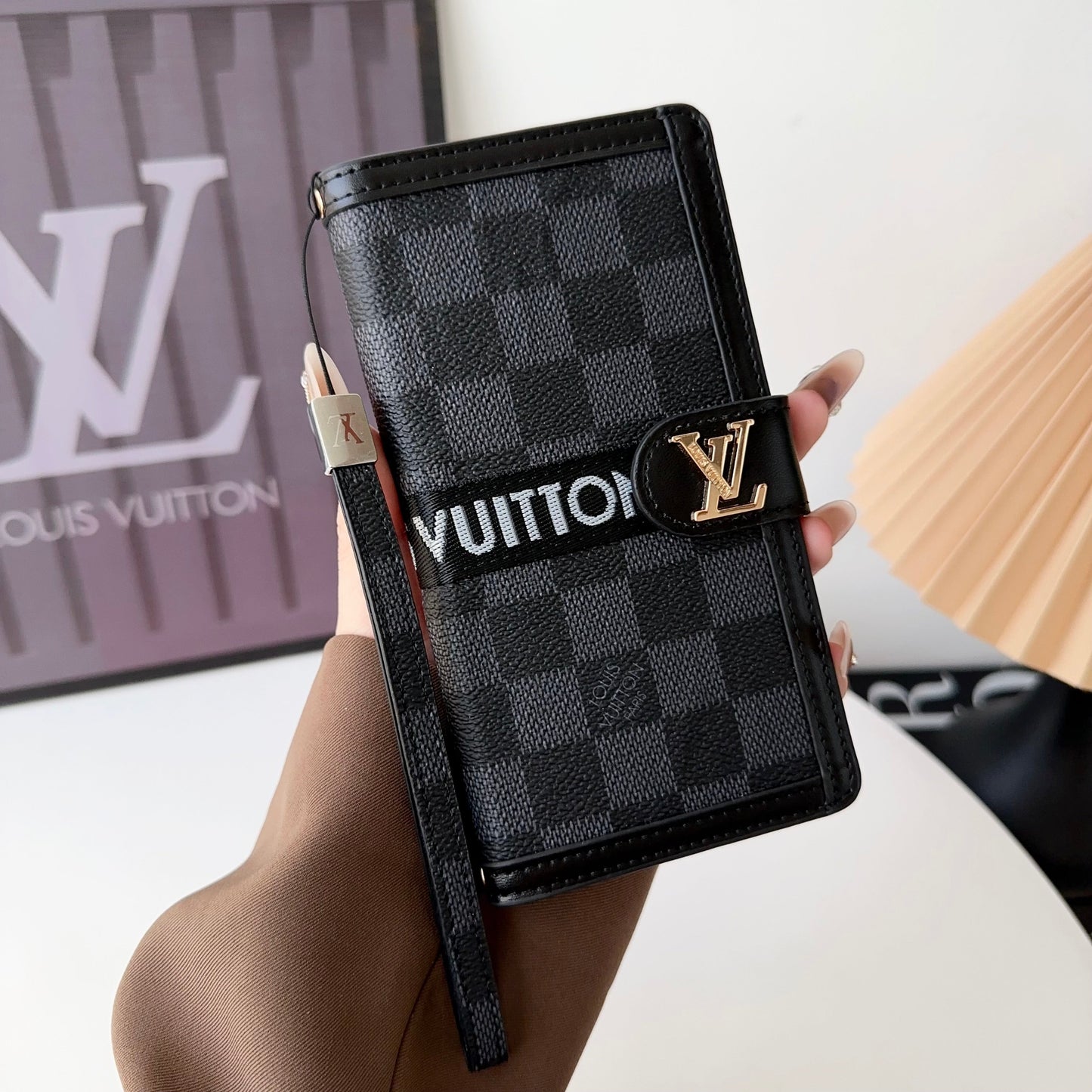 Leather Monogram LV Wallet Card Holder iPhone Case