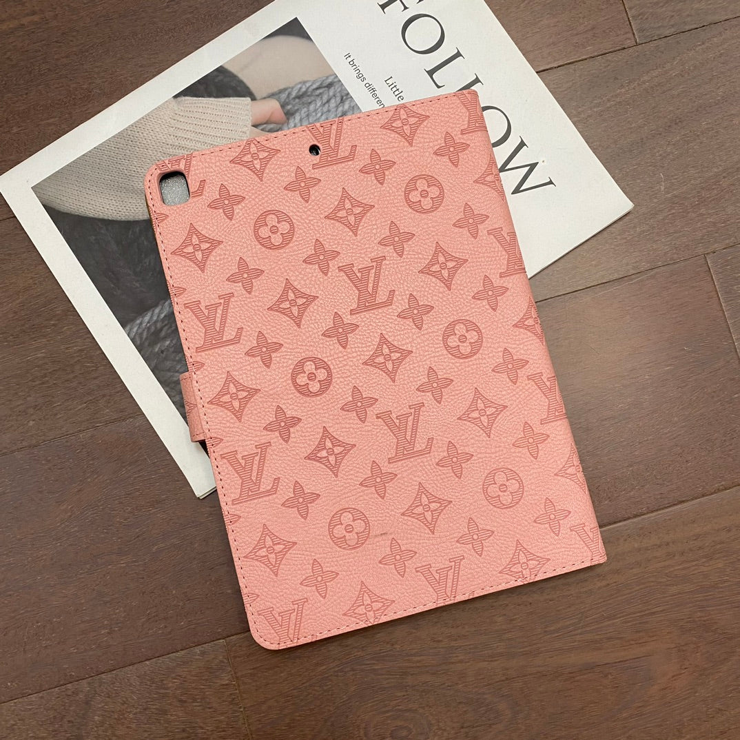 Designer 3D Embossed Canvas Monogram Holster Apple iPad Flip Cover With Stand Function Inspired