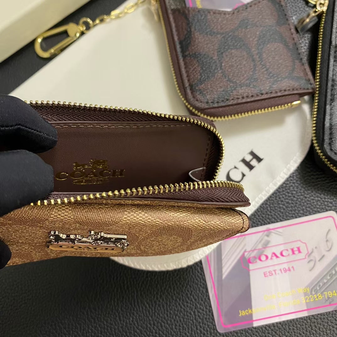Designer Coach Wallet ID Card Holder Zipper Cover