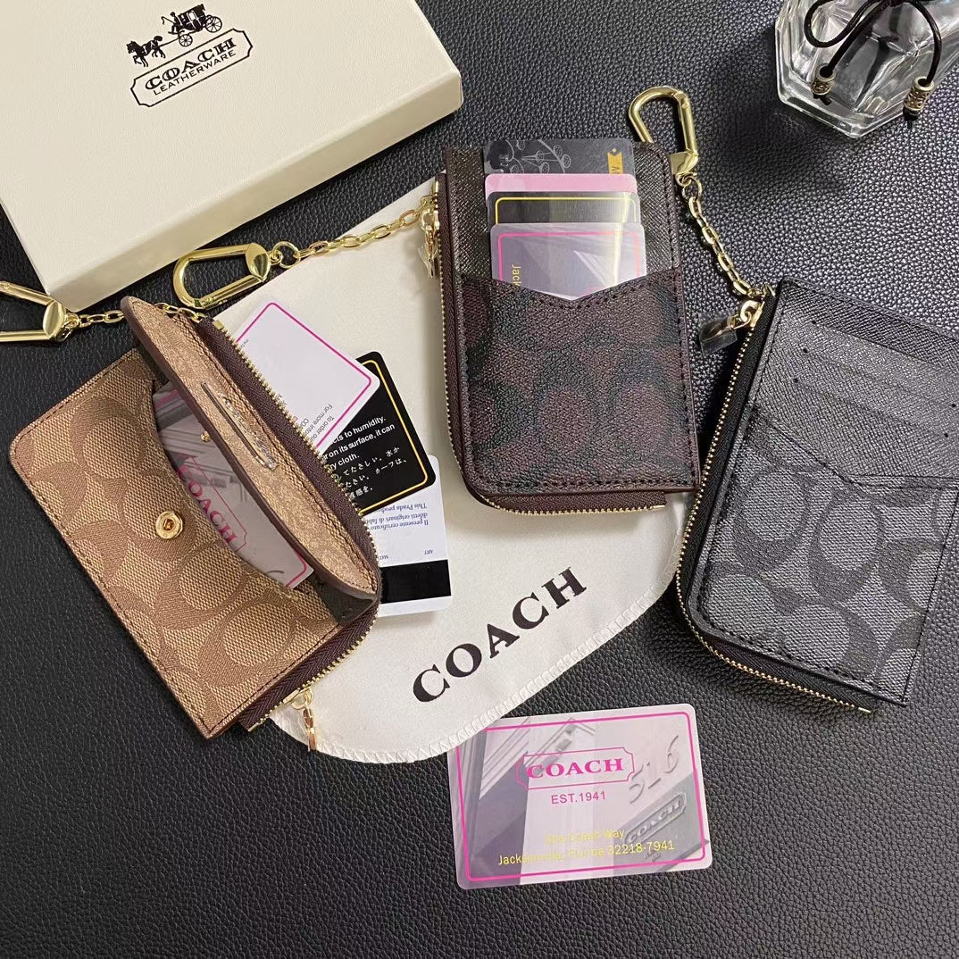 Designer Coach Wallet ID Card Holder Zipper Cover