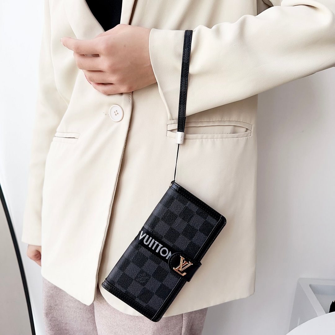 Leather Monogram LV Wallet Card Holder iPhone Case