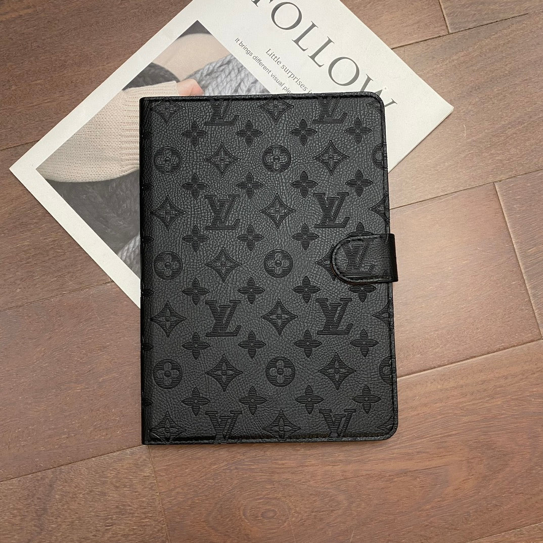 Designer 3D Embossed Canvas Monogram Holster Apple iPad Flip Cover With Stand Function Inspired