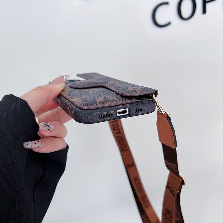 Luxury LV Card Holder Crossbody iPhone Case