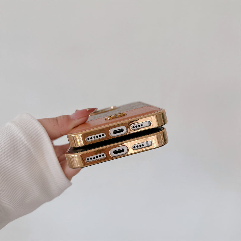 Inspired LV Case Monogram Leather For iPhone