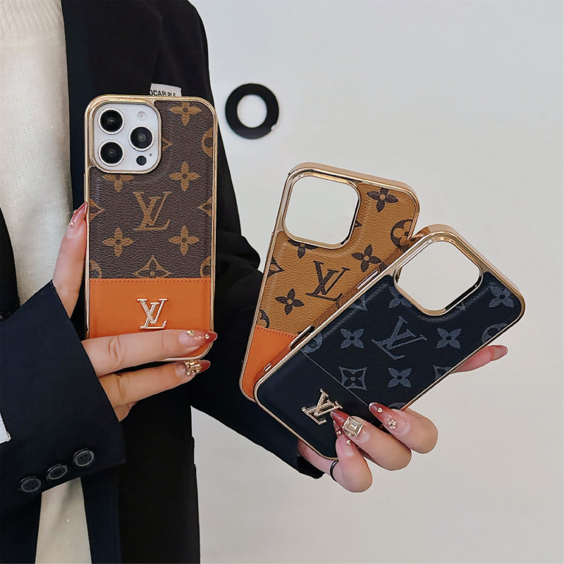 Inspired LV Case Monogram Leather For iPhone