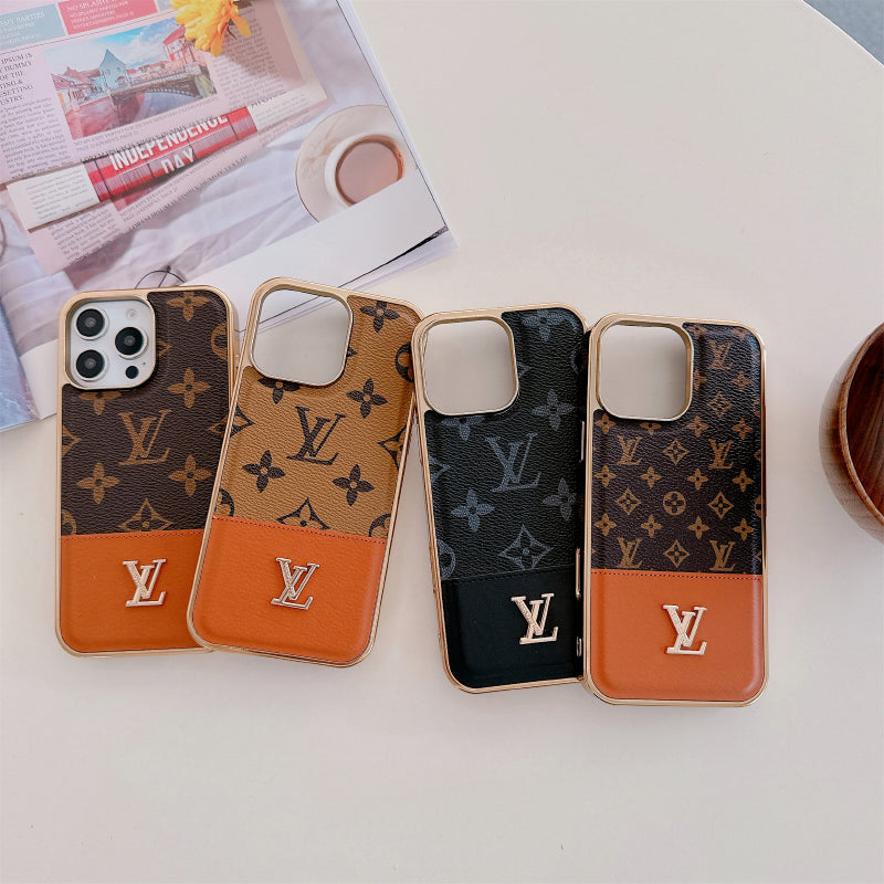 Inspired LV Case Monogram Leather For iPhone