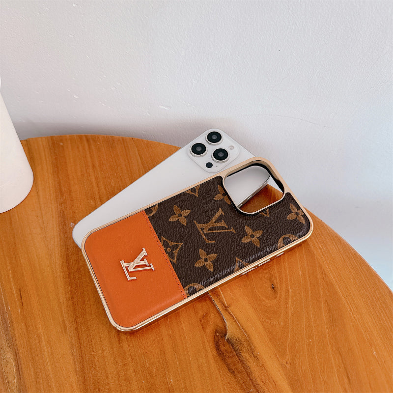 Inspired LV Case Monogram Leather For iPhone