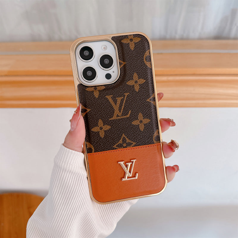 Inspired LV Case Monogram Leather For iPhone