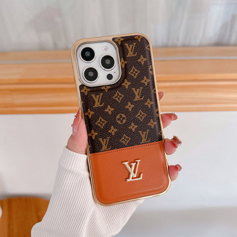 Inspired LV Case Monogram Leather For iPhone