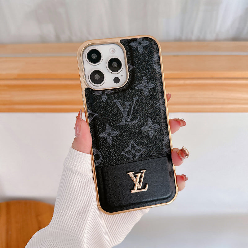 Inspired LV Case Monogram Leather For iPhone