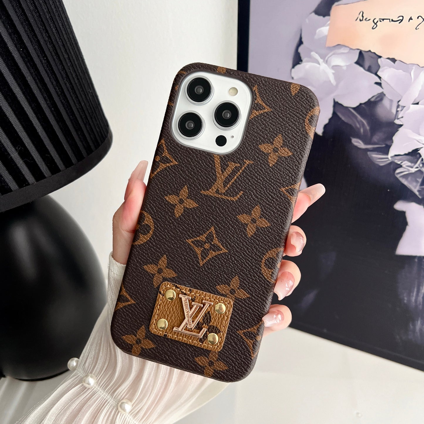 LV MONOGRAM LEATHER CASE FOR IPHONE