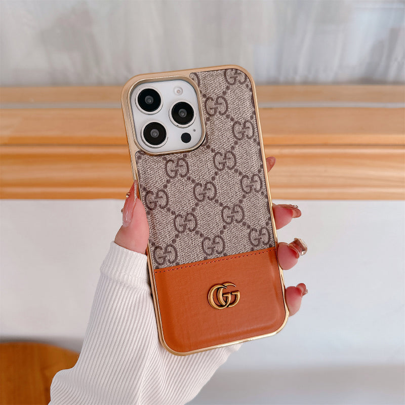 Inspired LV Case Monogram Leather For iPhone