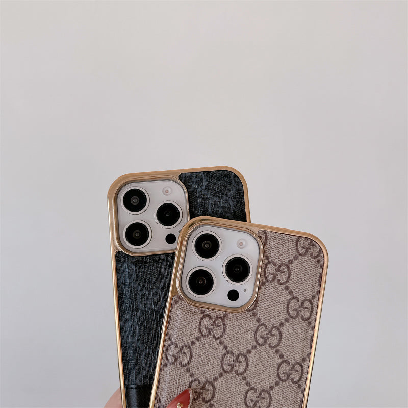 Inspired LV Case Monogram Leather For iPhone