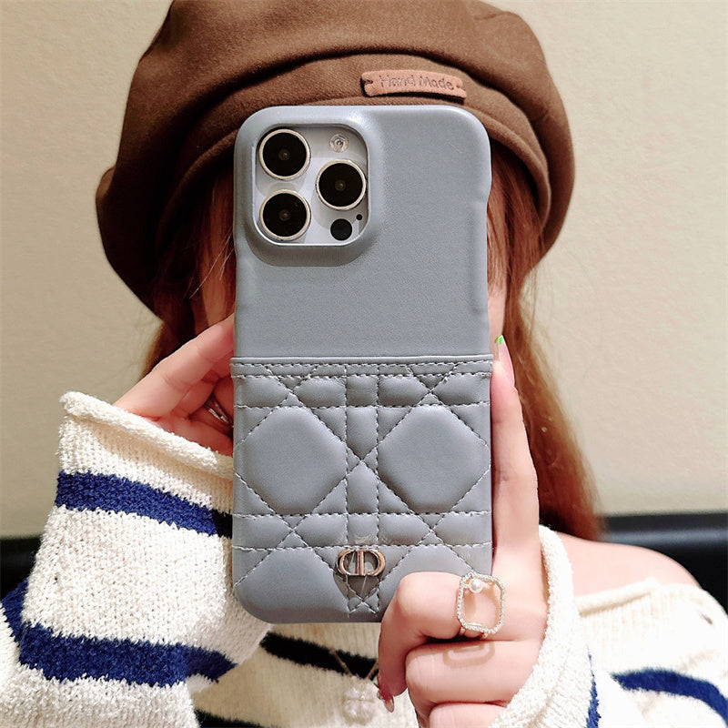 Luxury Dior Leather iPhone Case Black & Grey