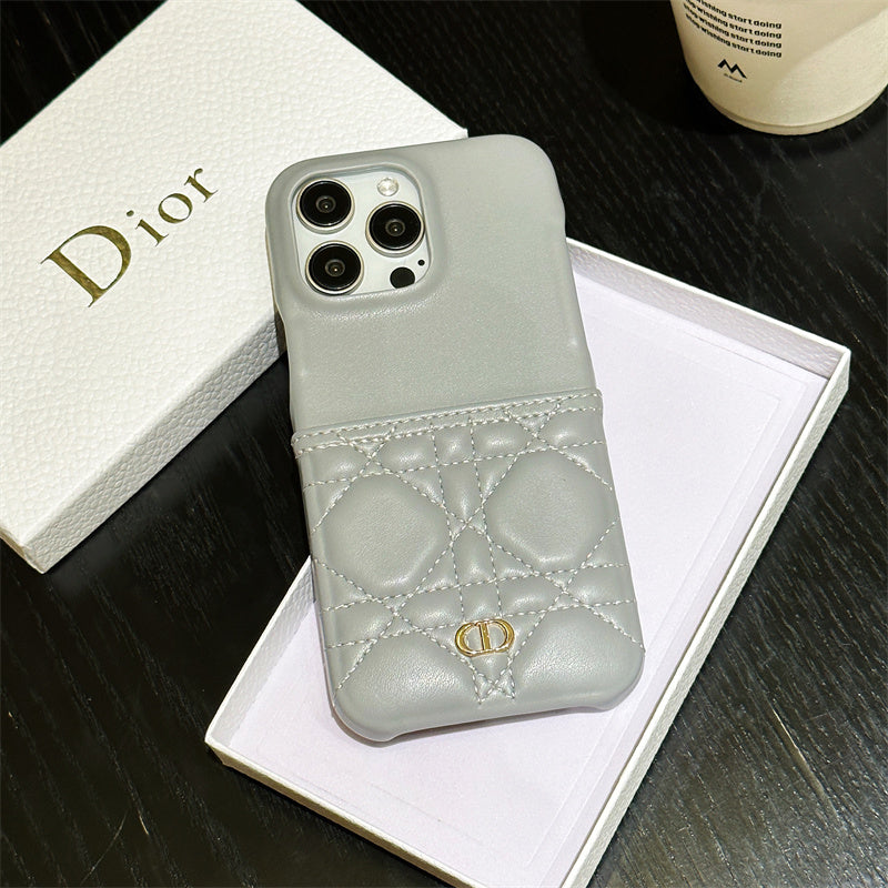 Luxury Dior Leather iPhone Case Black & Grey