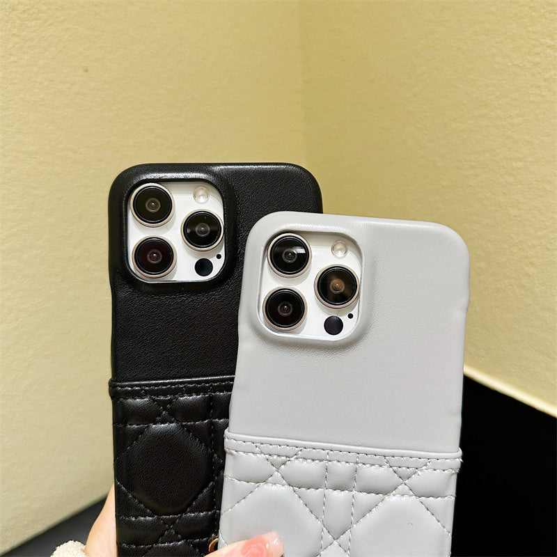Luxury Dior Leather iPhone Case Black & Grey