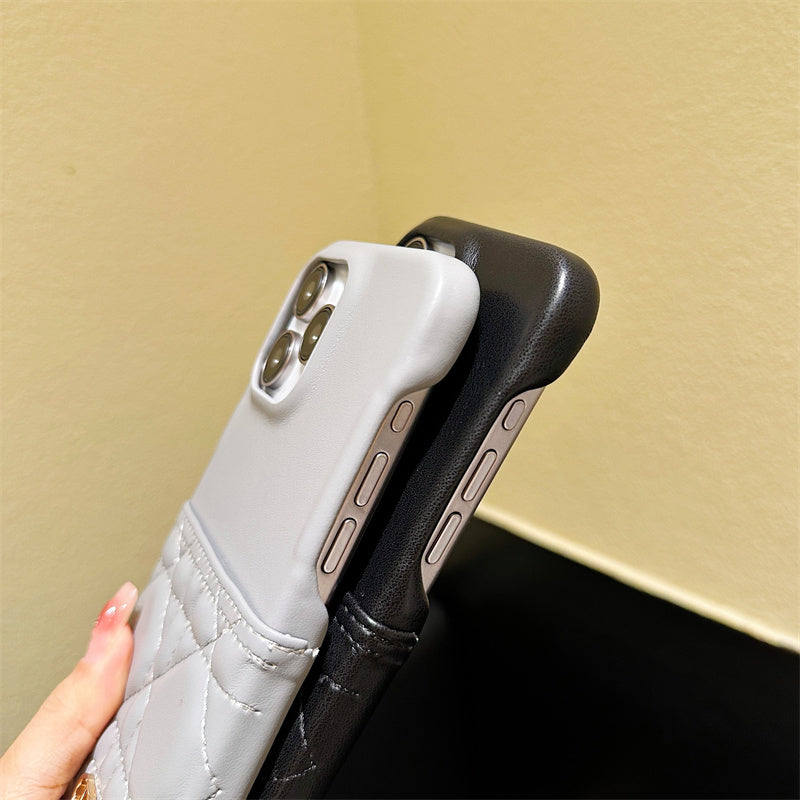 Luxury Dior Leather iPhone Case Black & Grey
