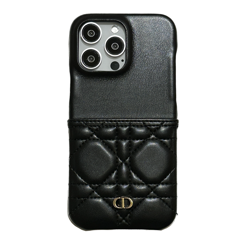 Luxury Dior Leather iPhone Case Black & Grey
