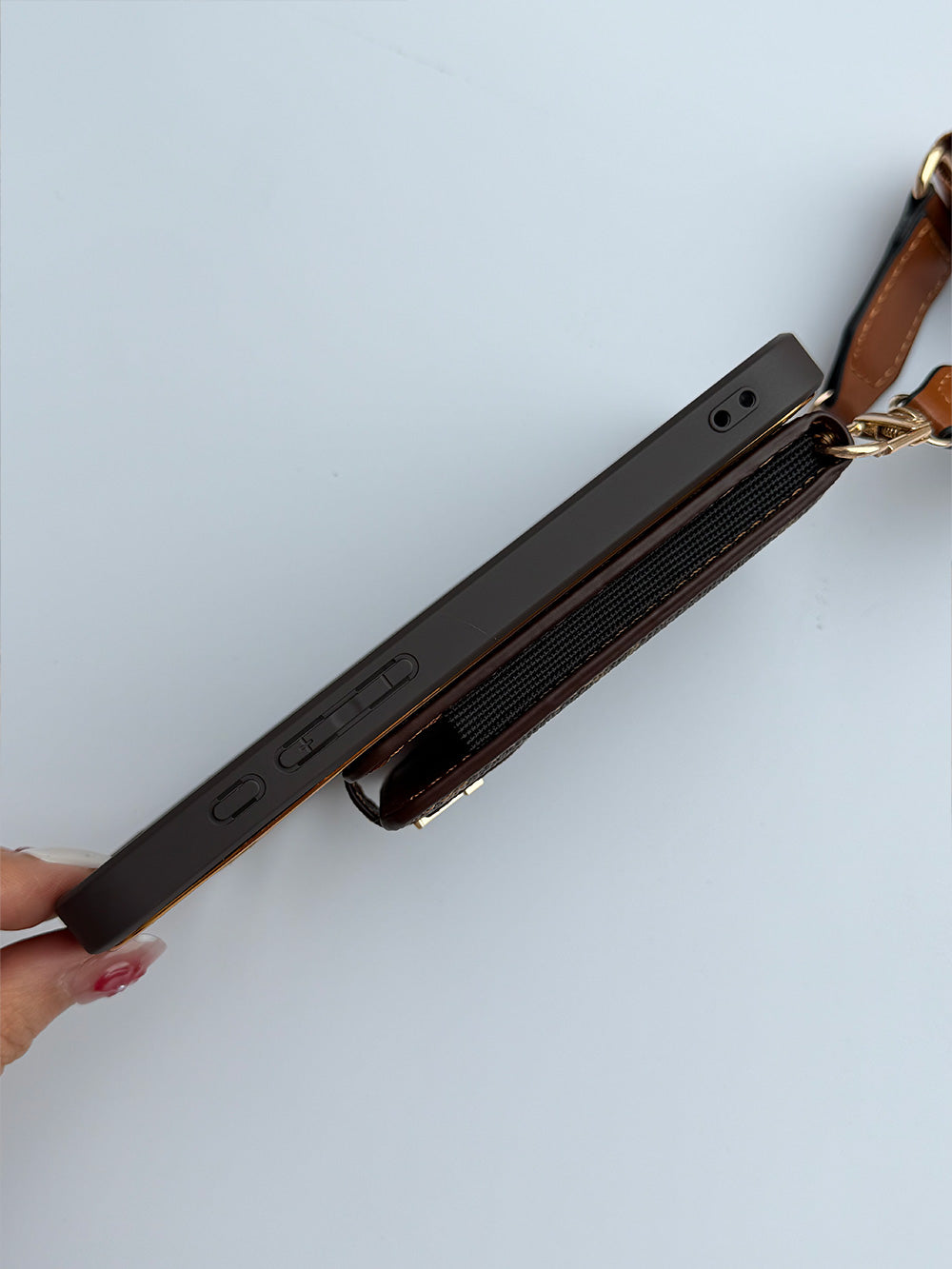 Brown Louis Vuitton IPhone Case With Wallet Card & Strap