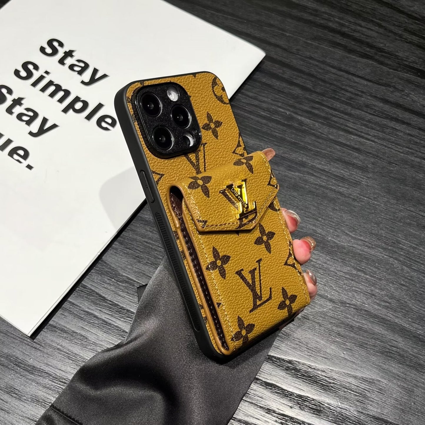 Luxury LV Card Holder Canvas Leather Apple iPhone Case