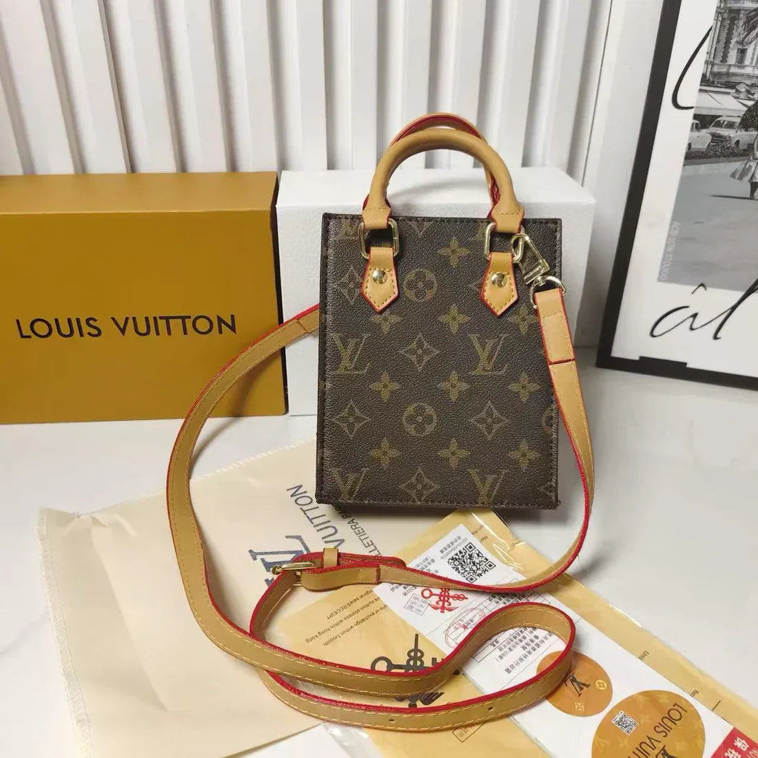 Designer Louis Vuitton Tote Bag With Crossbody Strap Inspired
