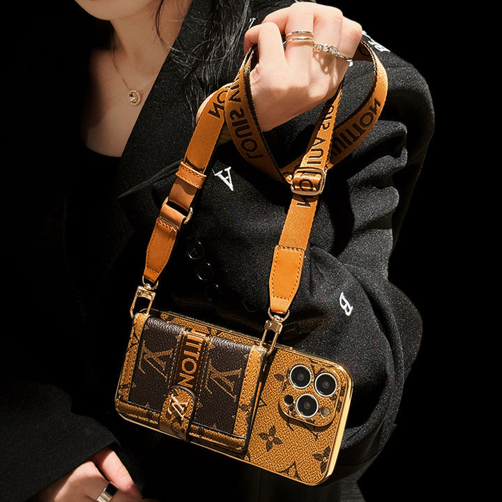 Luxury  LV CASE WITH CHAIN FOR IPHONE 16 15 14