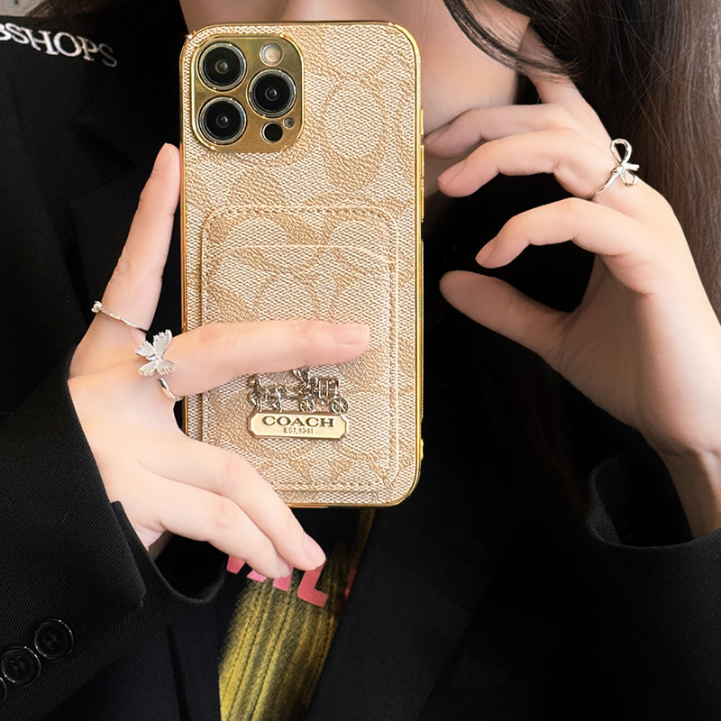 Designer Coach Card Holder Leather iPhone Case Inspired