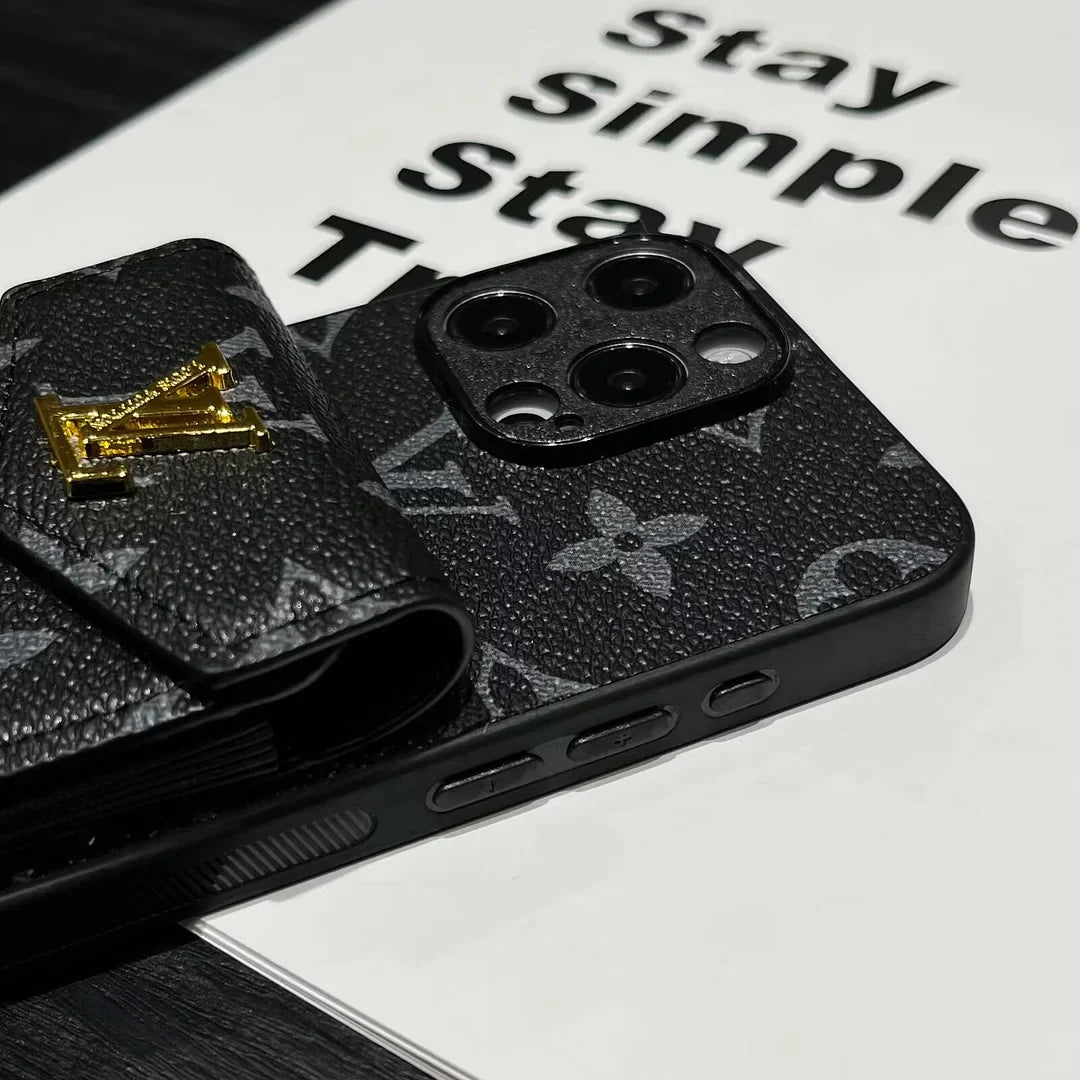 Luxury LV Card Holder Canvas Leather Apple iPhone Case