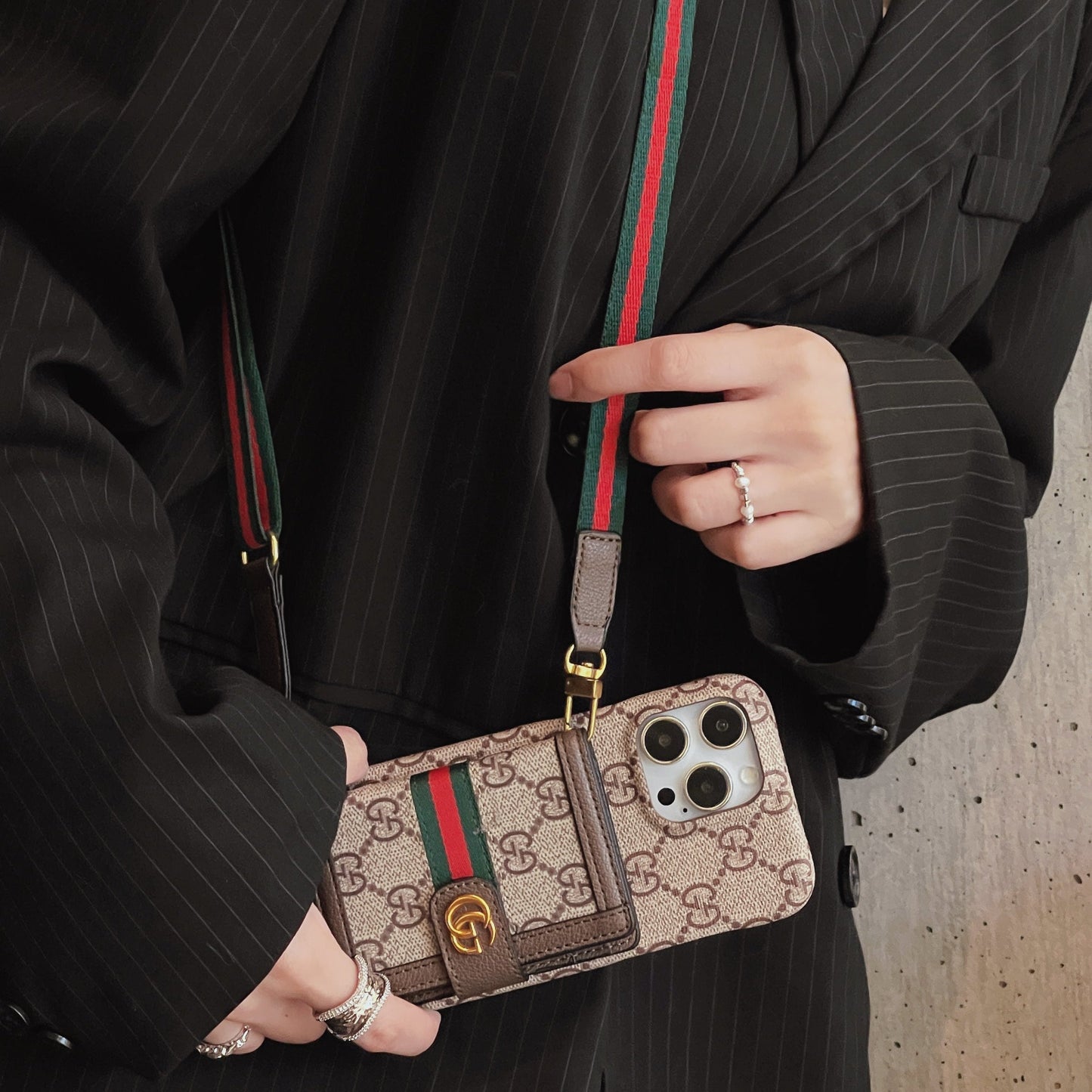 Ophidia Leather GG Wallet Crossbody iPhone Case