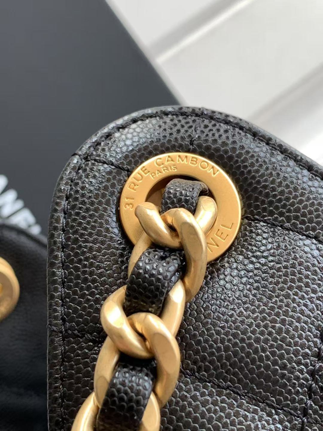 Designer CC 25 Small Handbag Grained Calfskin & Gold-Tone Metal Bag Inspired